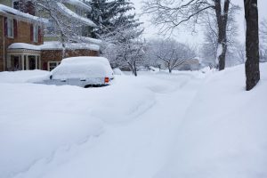 Cold Winter Deep Snow Covered Car