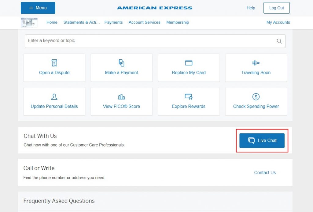 AmEx Live Chat