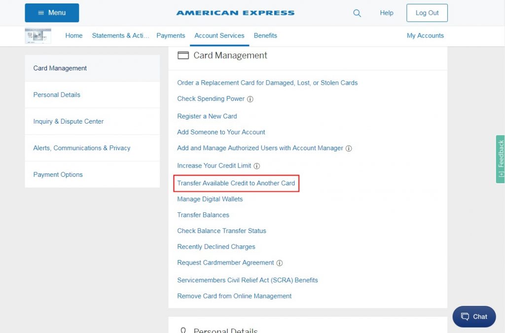 AmEx Transfer Credit Limit