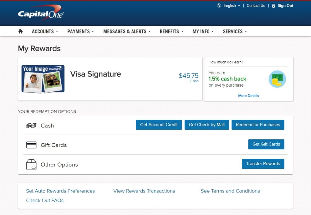 Capital One Redeem Rewards