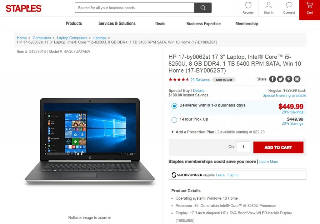 Staples HP Laptop Sale