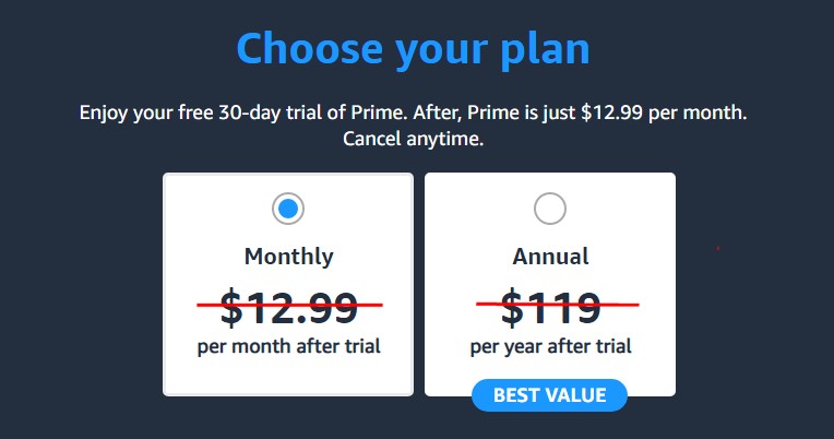 Old Amazon Prime Rates 2022