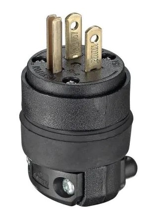 Three Prong Black Round Plug