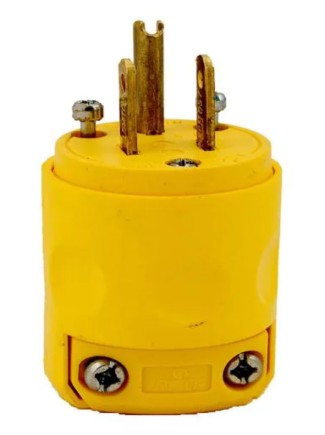 Three Prong Yellow Round Plug