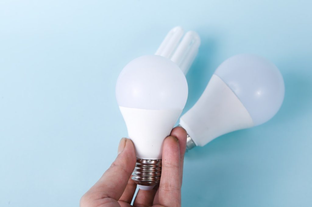 Person Holding LED Light Bulb