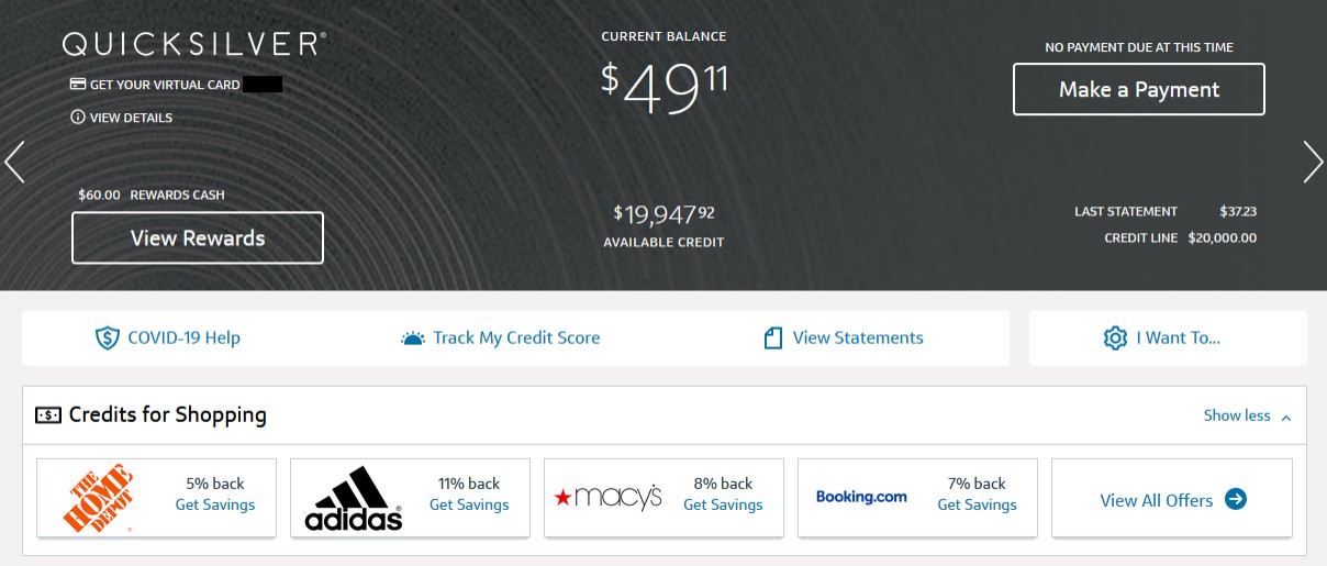 Capital One Offers Dashboard