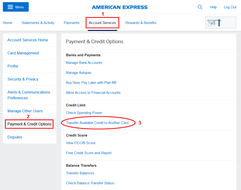 AMEX Transfer Card Credit 2023