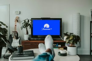 Watching TV in Living Room