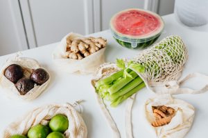 Fresh Produce and Groceries on Table